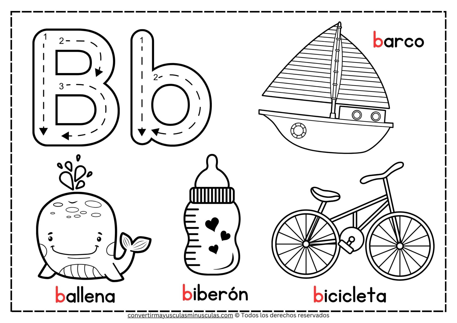 Dibujos con la letra B para colorear