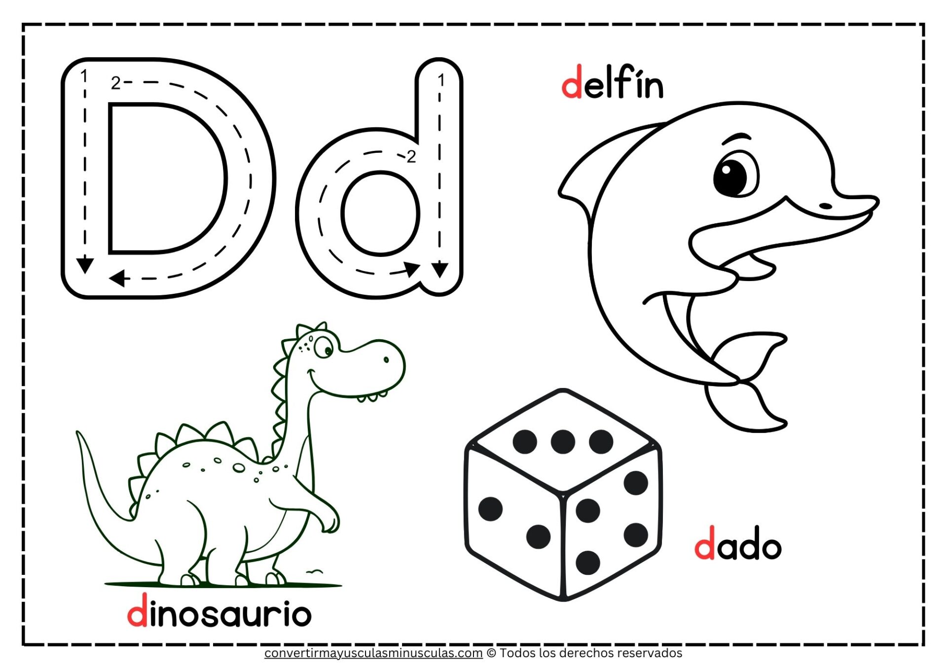 Dibujos con la letra D para colorear