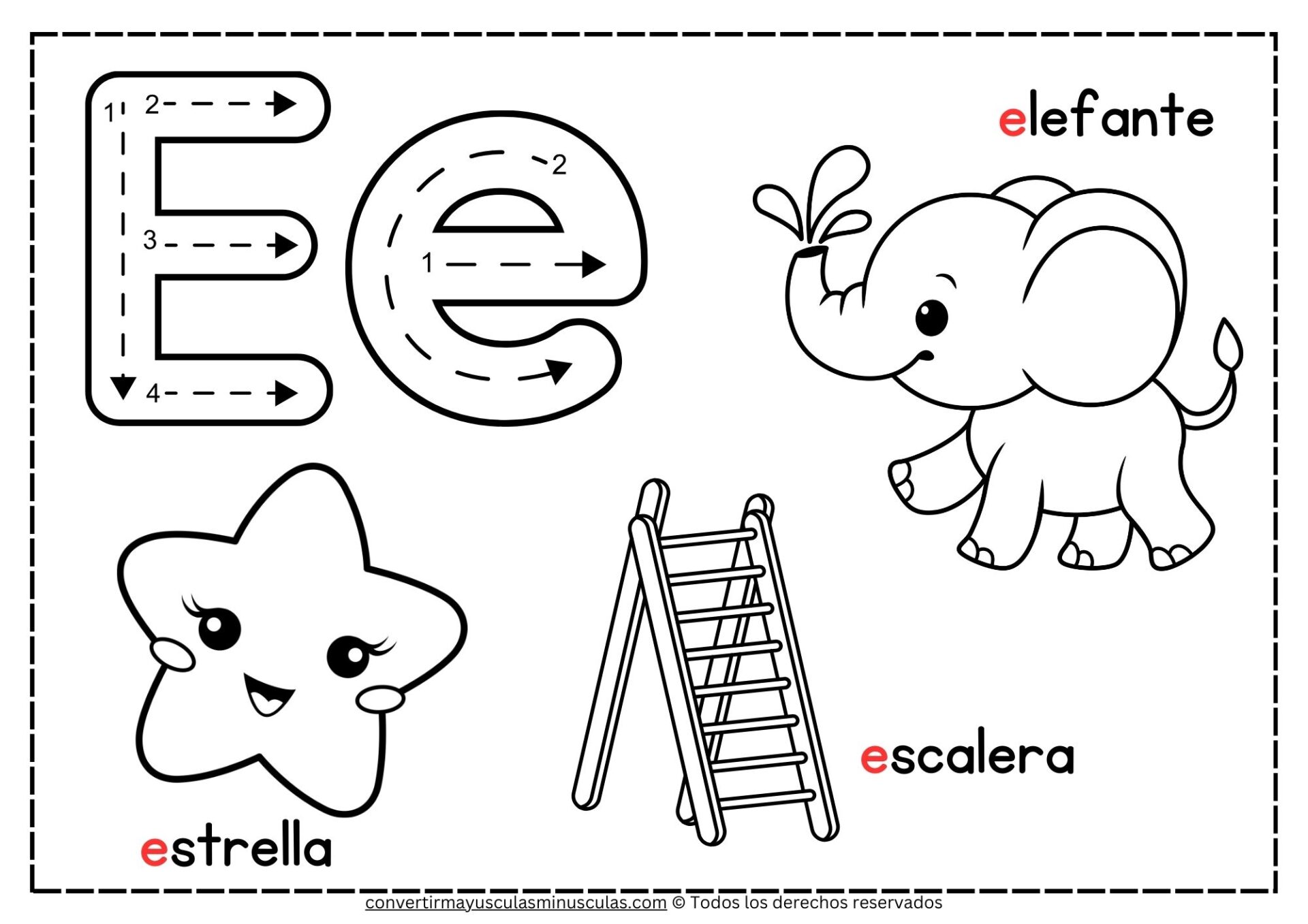 Dibujos con la letra E para colorear