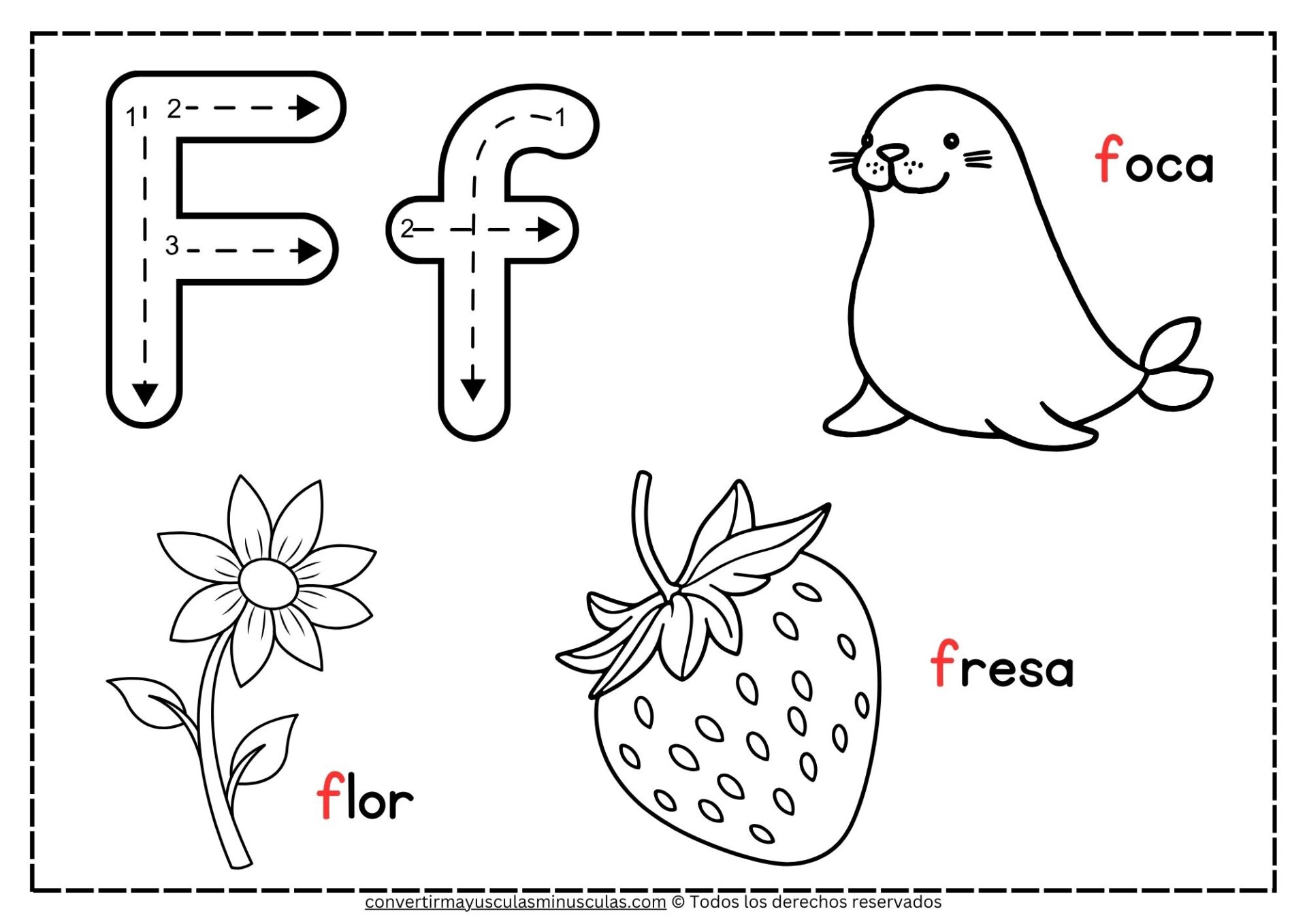 Dibujos con la letra F para colorear