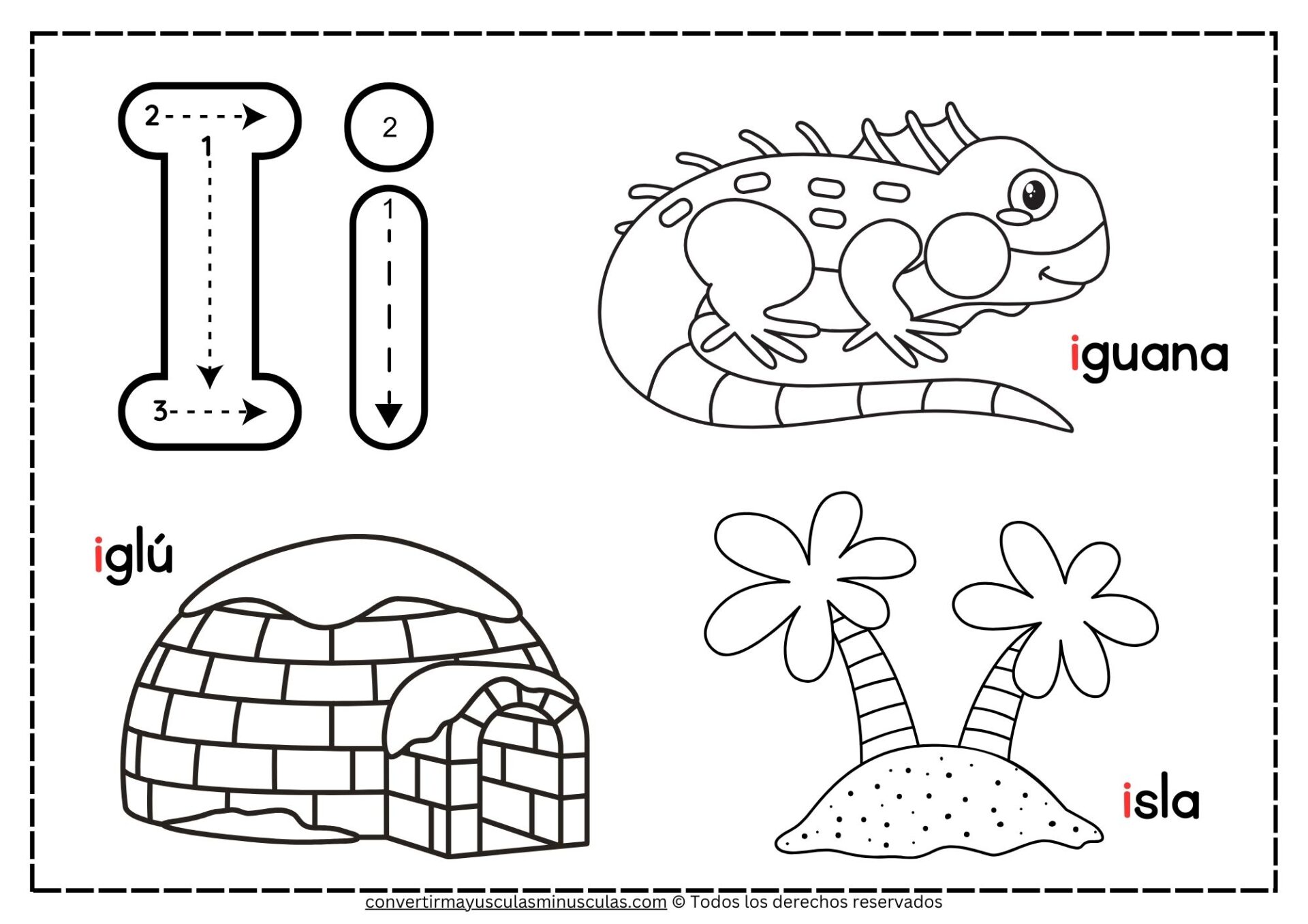 Dibujos con la letra I para colorear