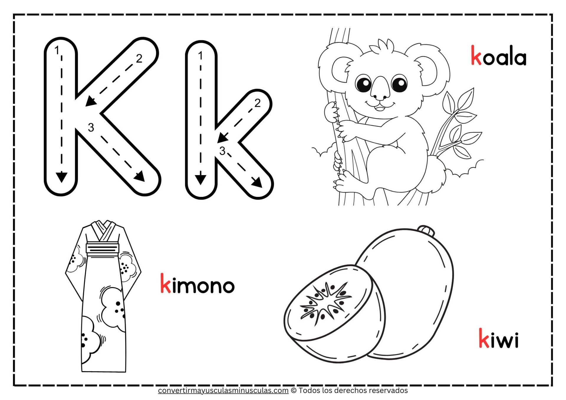 Dibujos con la letra K para colorear