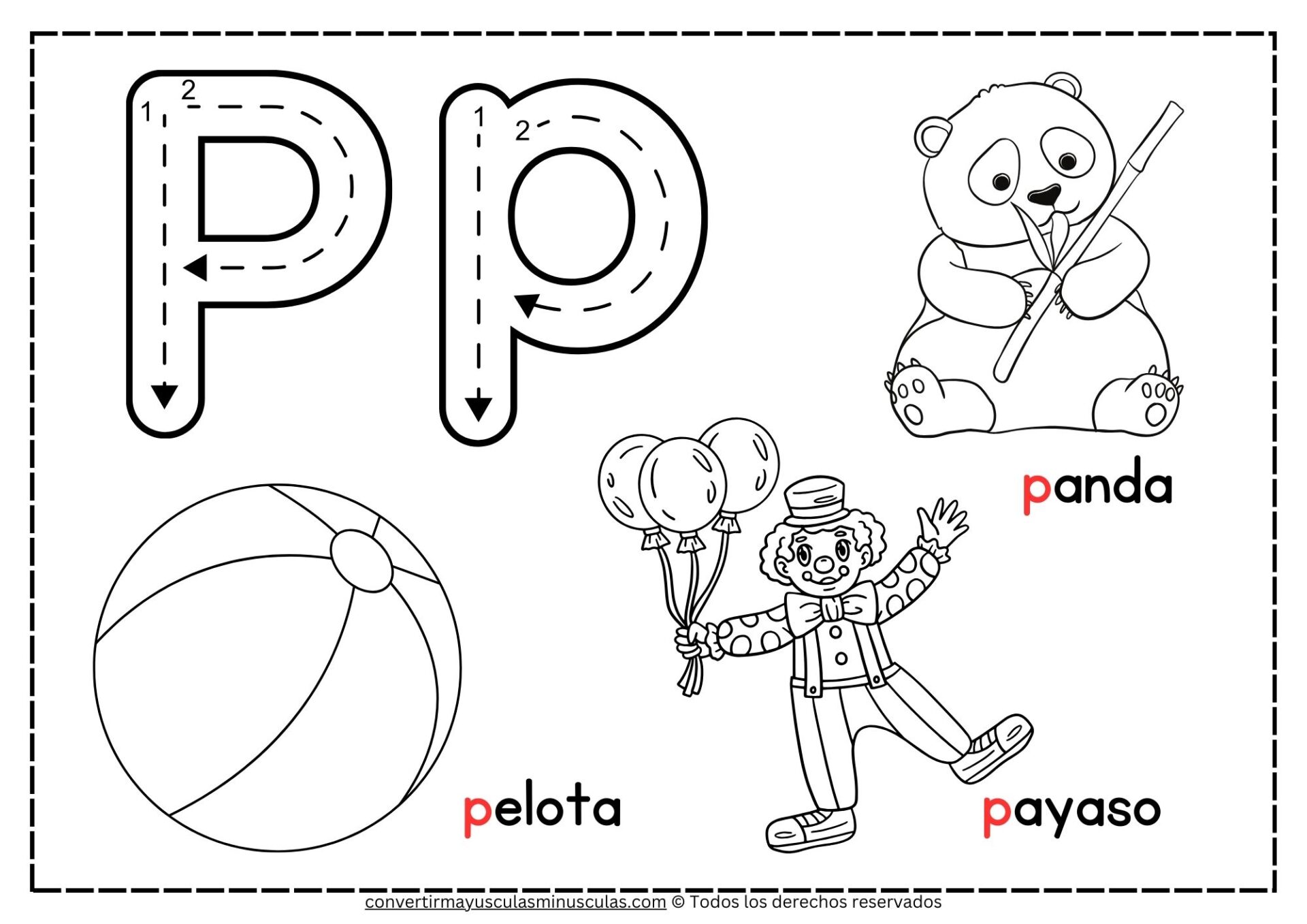 Dibujos con la letra P para colorear