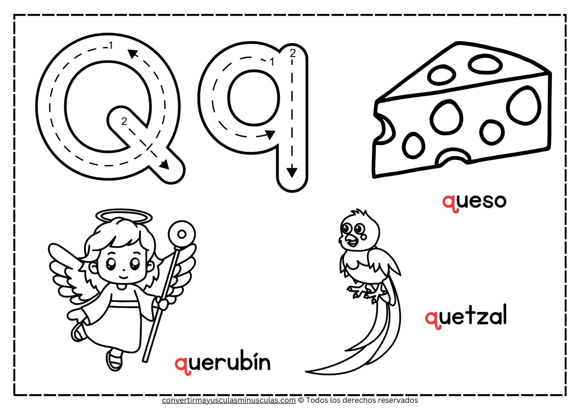 Dibujos con la letra Q para colorear