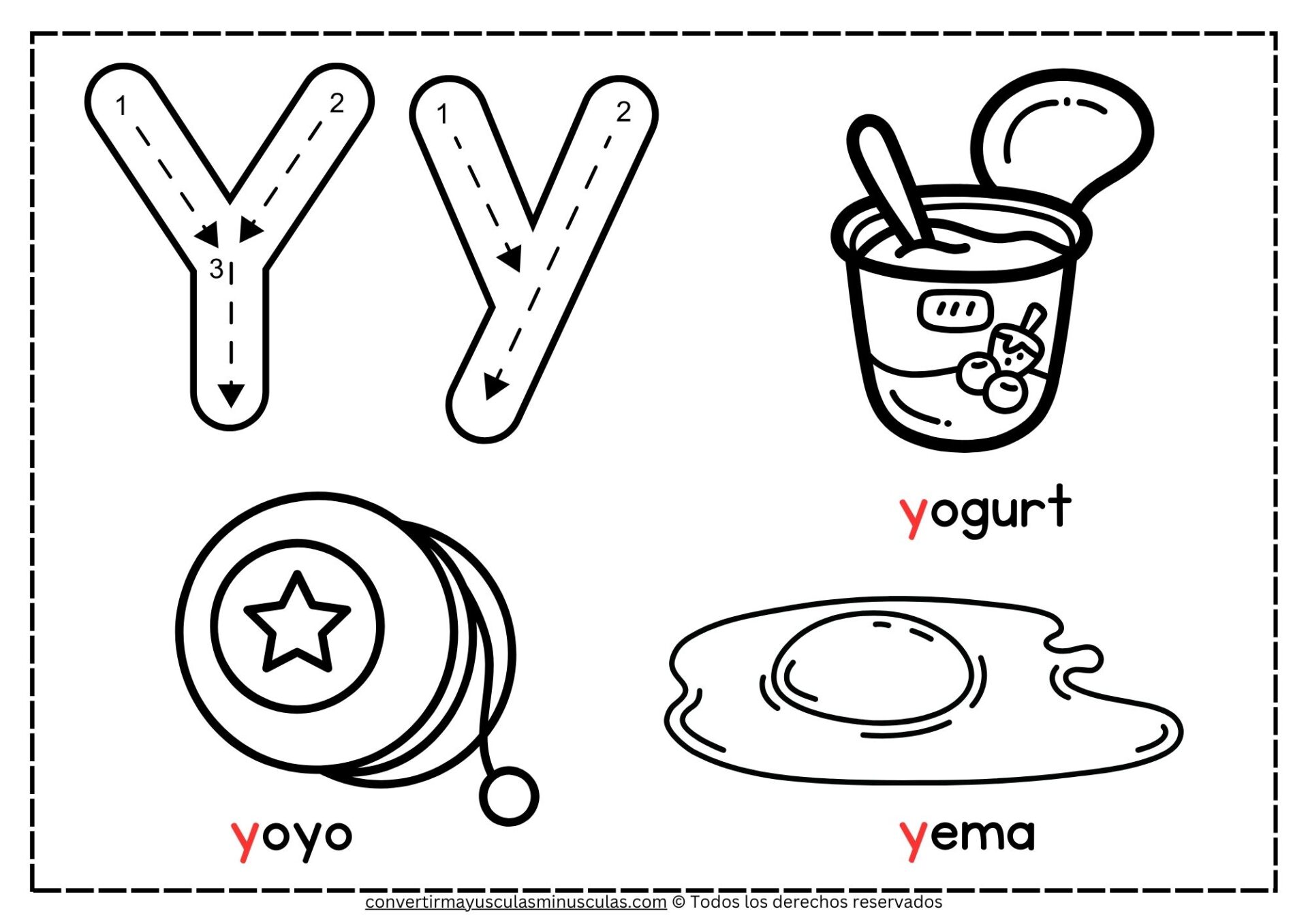 Dibujos con la letra Y para colorear