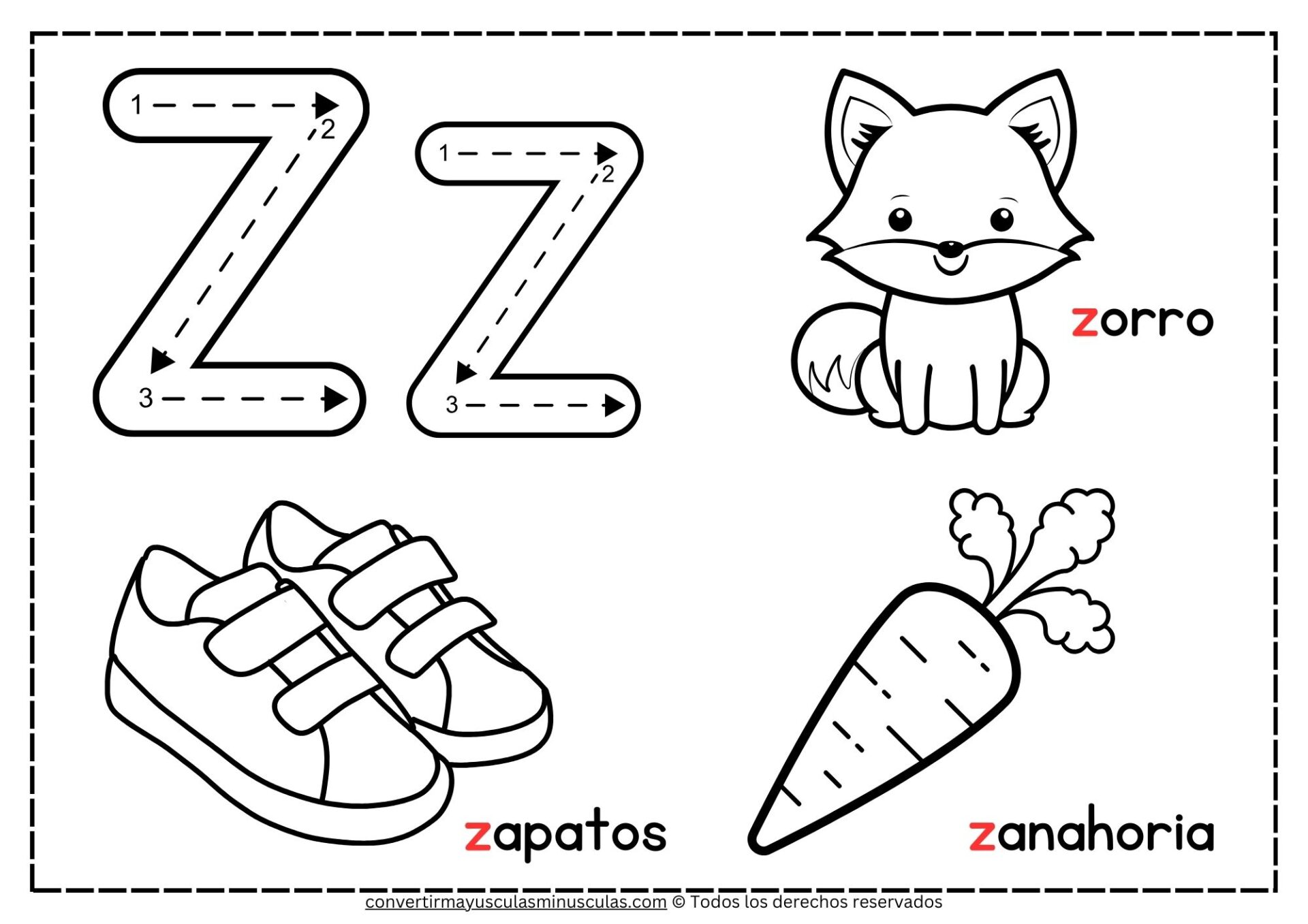 Dibujos con la letra Z para colorear