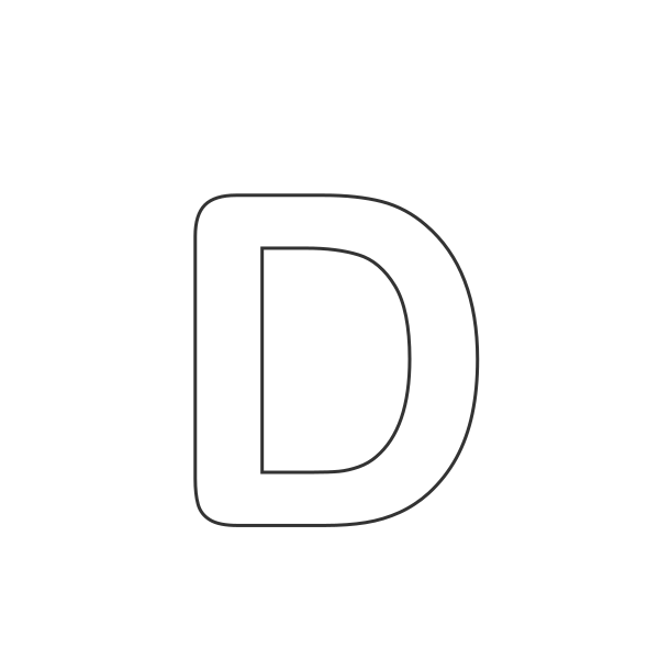 Letra D del abecedario para niños para colorear