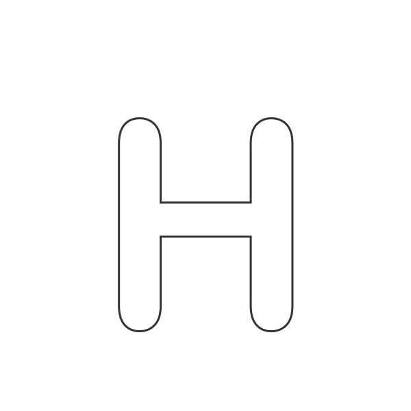 Letra H del abecedario para niños para colorear