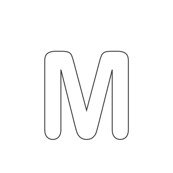 Letra M del abecedario para niños para colorear