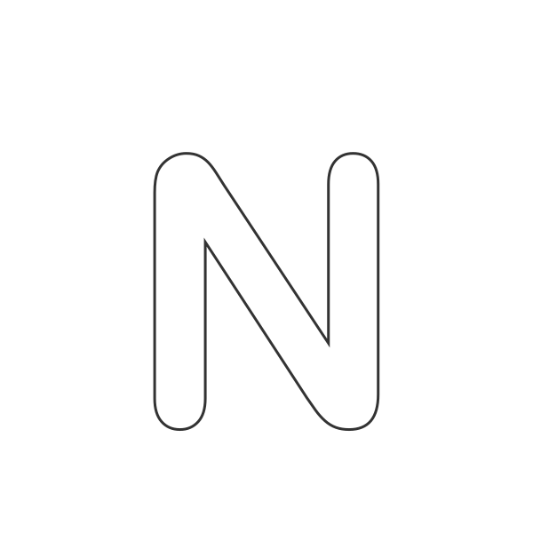 Letra N del abecedario para niños para colorear