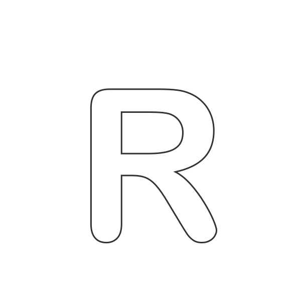 Letra R del abecedario para niños para colorear