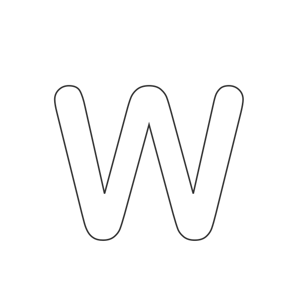 Letra W del abecedario para niños para colorear