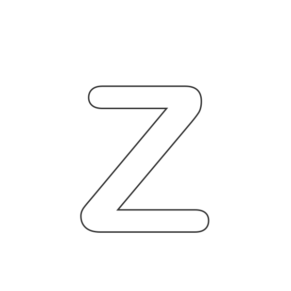 Letra Z del abecedario para niños para colorear