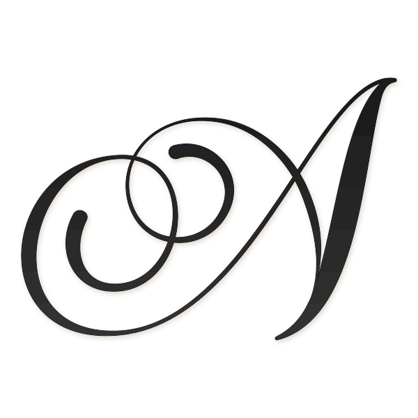 Letra A cursiva elegante para imprimir gratis en PDF