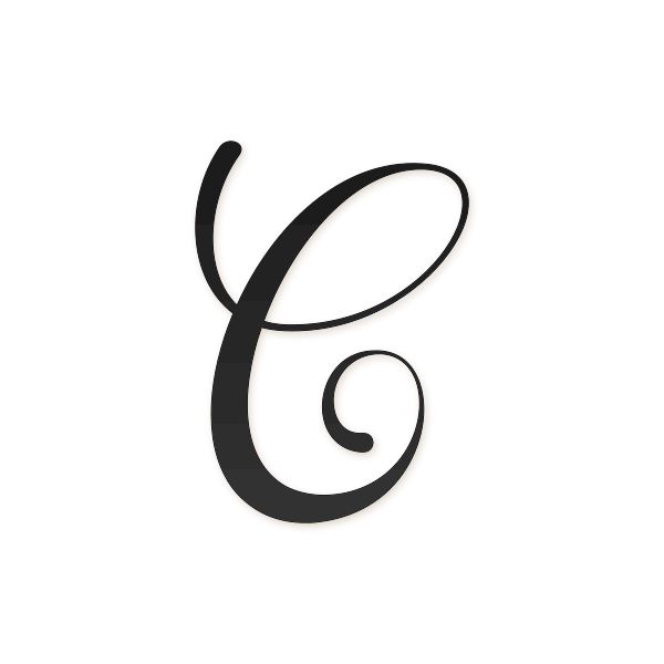 Letra C cursiva estilo elegante para imprimir