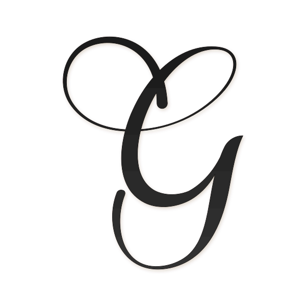 Letra G cursiva elegante para imprimir gratis en PDF