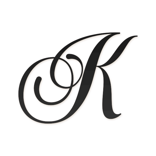 Letra K cursiva elegante para imprimir gratis en PDF
