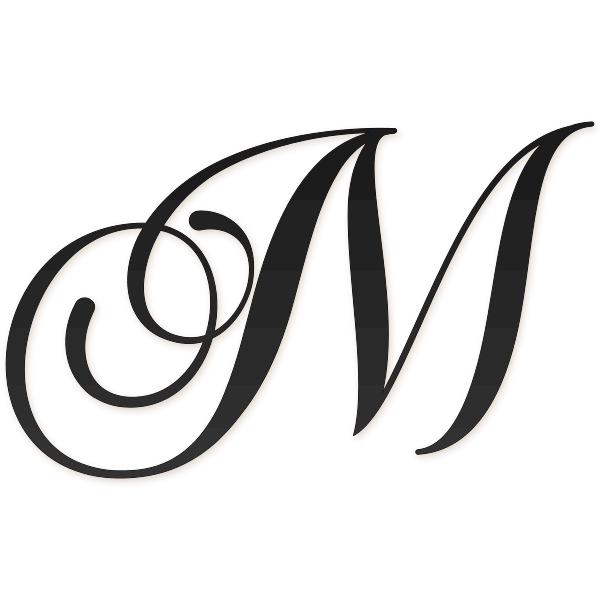 Letra M cursiva elegante para imprimir gratis en PDF