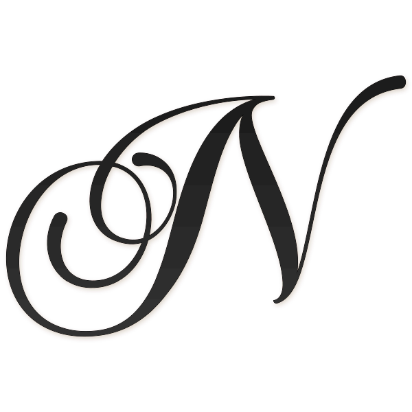 Letra N cursiva elegante para imprimir gratis en PDF