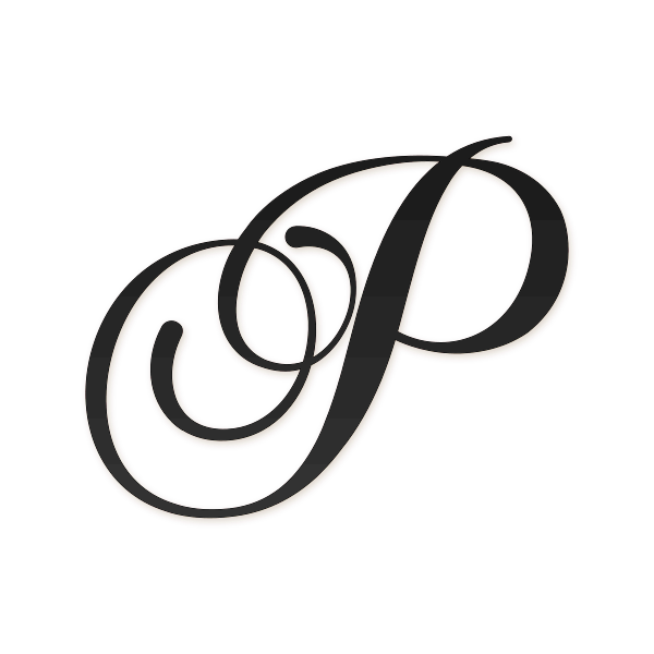 Letra P cursiva elegante para imprimir gratis en PDF