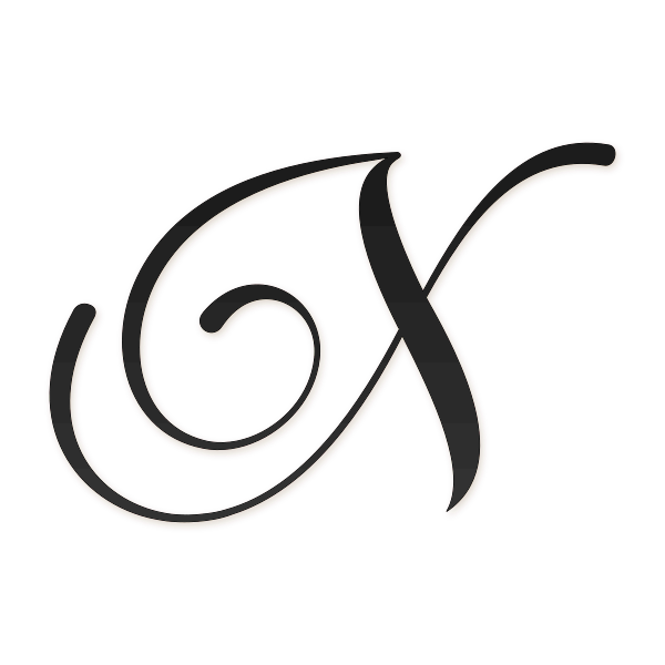 Letra X cursiva elegante para imprimir gratis en PDF