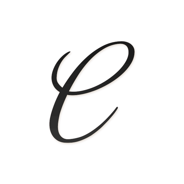 Letra C cursiva estilo invitación para imprimir