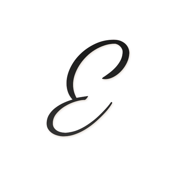 Letra E cursiva estilo invitación para imprimir gratis en PDF