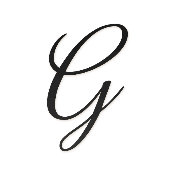 Letra G cursiva estilo invitación para imprimir gratis en PDF
