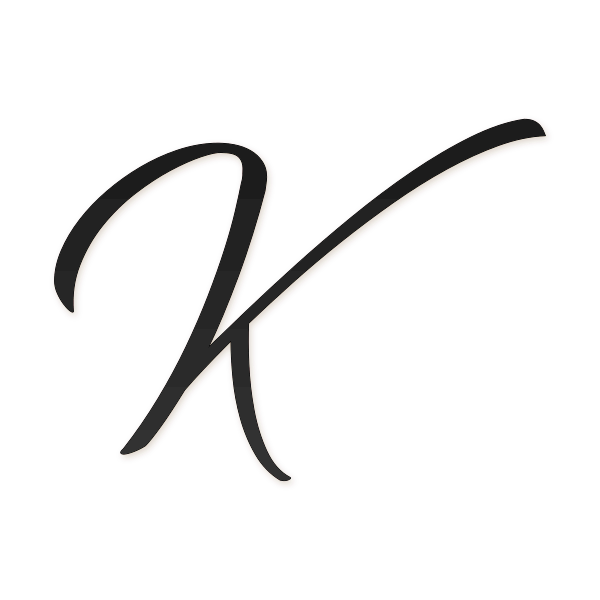 Letra K cursiva estilo invitación para imprimir gratis en PDF