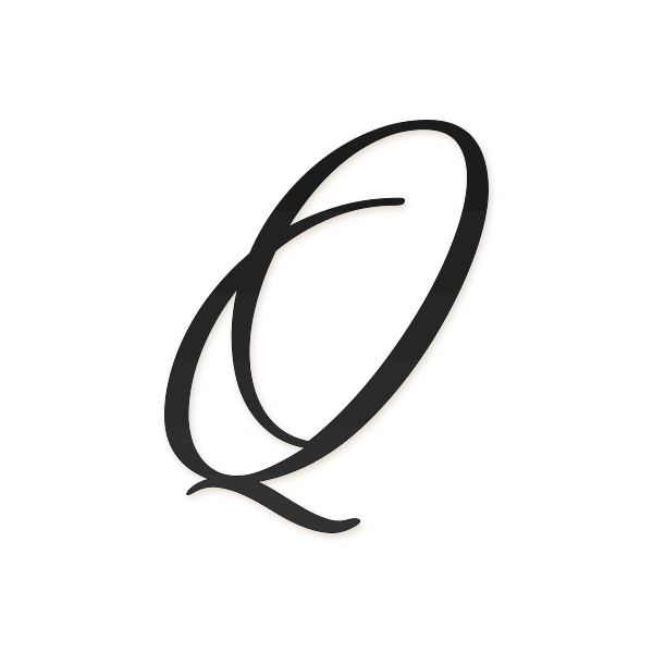 Letra Q cursiva estilo invitación para imprimir gratis en PDF