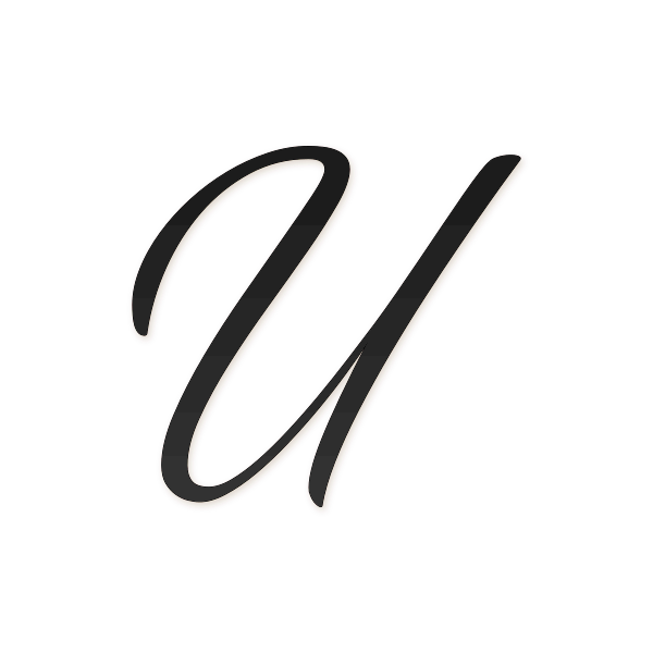 Letra U cursiva estilo invitación para imprimir gratis en PDF