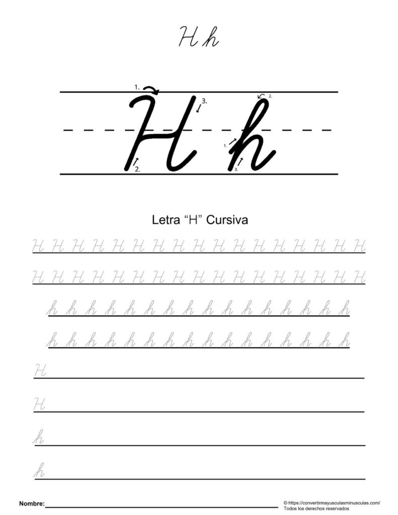 caligrafia h cursiva