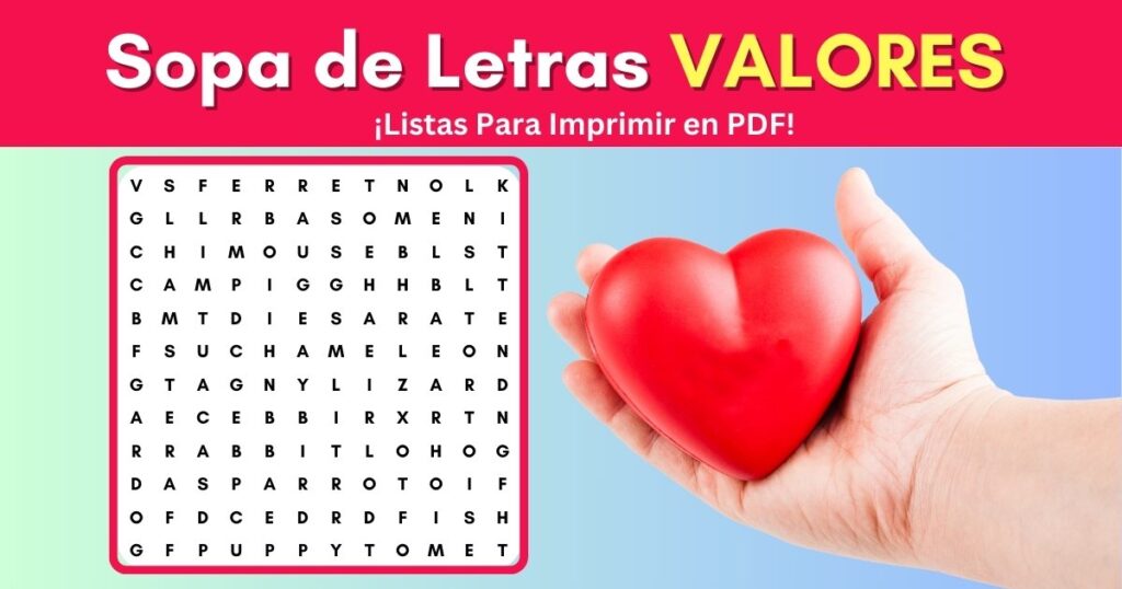 sopa de letras de los valores